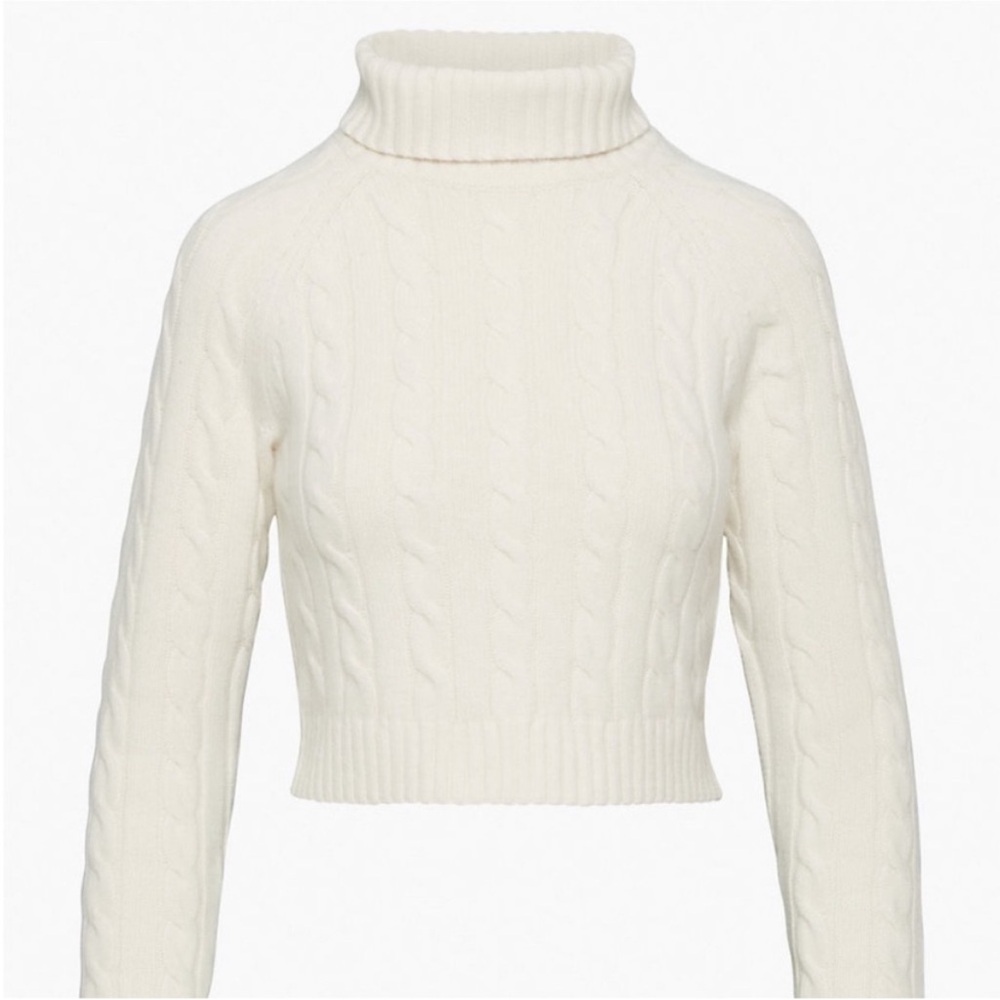 Cream Cable Knit Turtleneck Sweater